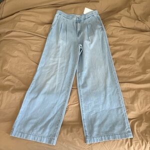 nwt madewell w26 the harlow wide-leg trouser jean highrise